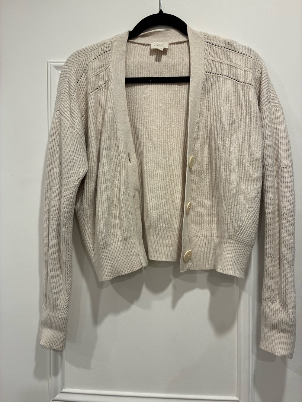 Cyrus Cream Knit Button-Front Women's Cardigan